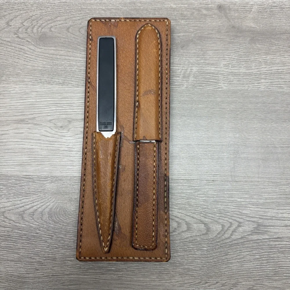 Vintage Aachen Germany Design Stainless Steel Letter Openers With‎ Leather Case